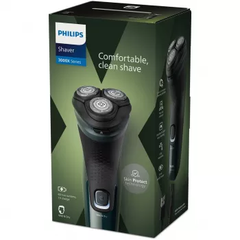 Elektrinis rotacinis skustuvas Philips 3000X Series X3002/00 – 3 galvutės, šlapias ir sausas, belaidis, NiMH akumuliatorius, 40 min veikimo