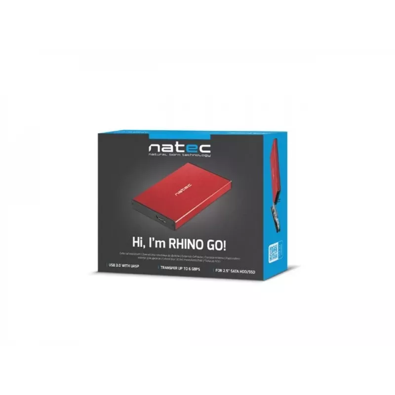 NATEC HDD korpusas RHINO GO (USB 3.0, 2.5 inch, raudonas)