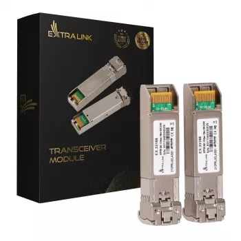 Extralink SFP28 25G 2 vnt. rinkinys | SFP28 modulis | 25Gbps, LC/UPC dupleksas, 1310nm, 10km, vienmodis, DOM tinklo siųstuvas-imtuvas