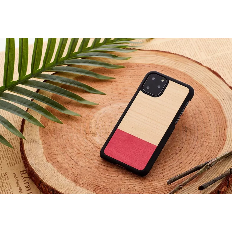 Apsauginis dėklas iPhone 11 Pro Max, man and wood, juodas, natūrali mediena ir polikarbonatas