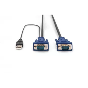 DIGITUS Octopus KVM laidas - HD-15 (M) - USB A, PS/2 (M) - 5,0 m - Juodas (DS-19233)