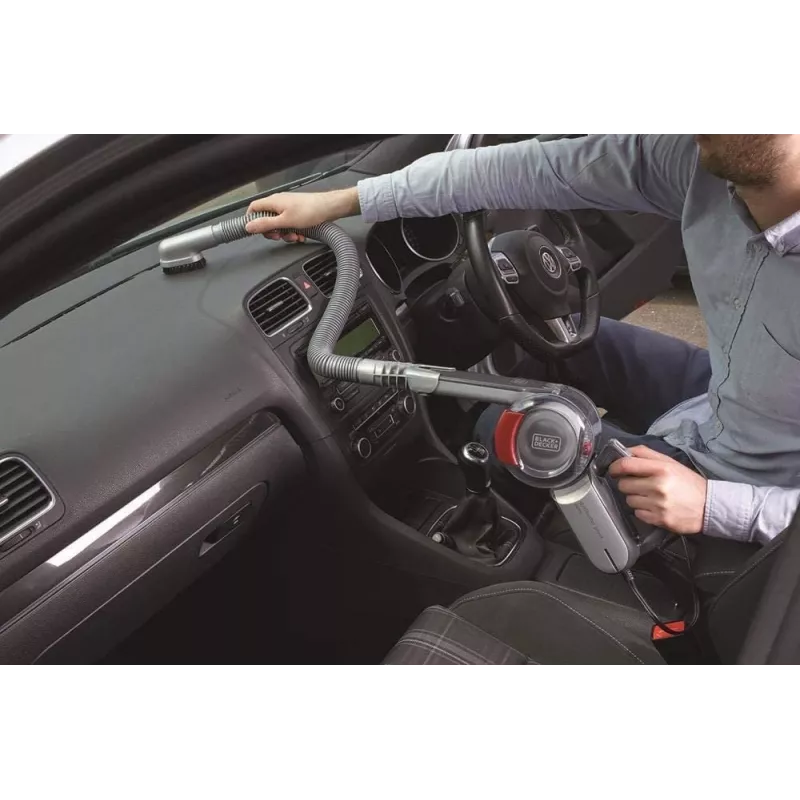 Nešiojamas dulkių siurblys Black & Decker PV1200AV – sausas baldų valymas, 12 V, 0,44 l, 12,5 W, 5 m laidas, pilkas/raudonas