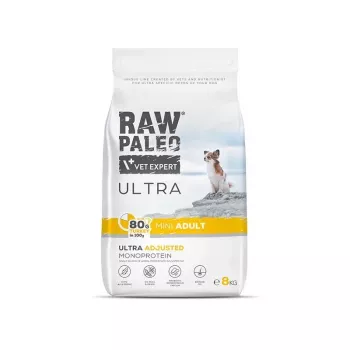 Sausas šunų ėdalas VETEXPERT RAW PALEO Ultra Mini Adult Turkey 8 kg – pilnavertis sausas ėdalas suaugusiems mažų veislių šunims