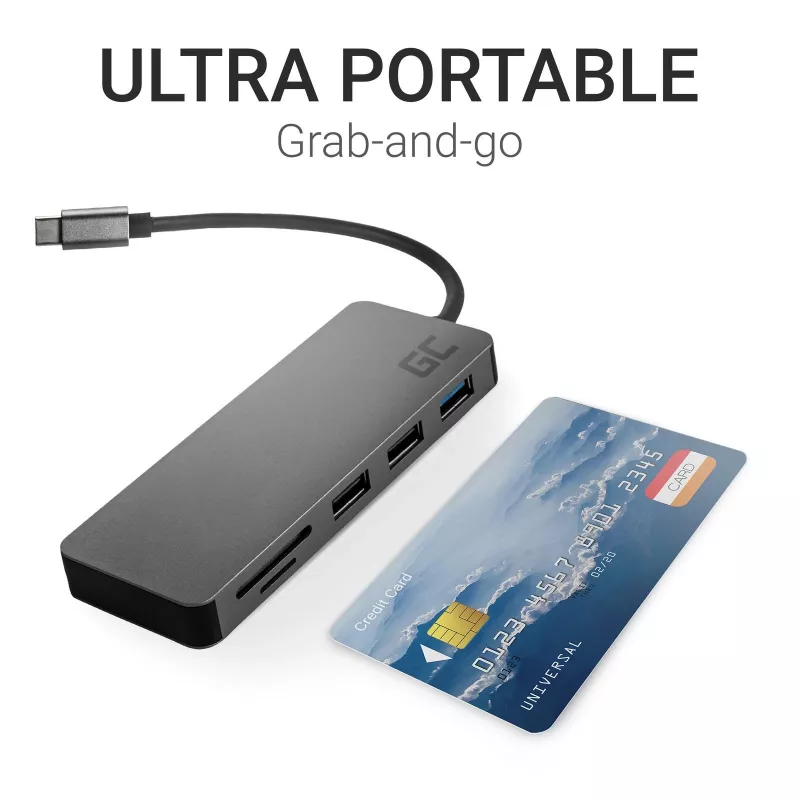 Green Cell AK50 - USB 3.2 Gen 1 Type-C / USB 2.0 / USB 3.2 Gen 1 Type-A / USB 3.2 Gen 1 Type-C / MicroSD / SD - Sidabrinis - Apple MacBook
