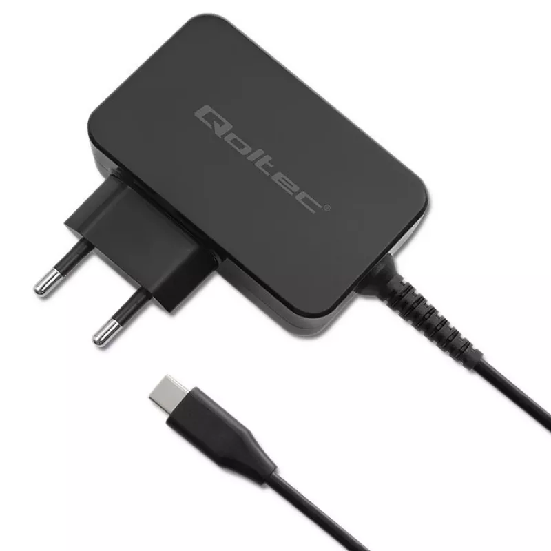 Qoltec 52386 GaN POWER PRO įkroviklis | 1xUSB-C | 65W | 5-20V | 3-3.25A | Juodas