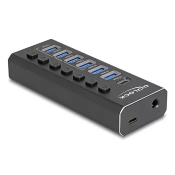 DeLOCK 64326 USB 3.2 Gen 2 (3.1 Gen 2) Type-C koncentratorius 10000 Mbit/s juodas