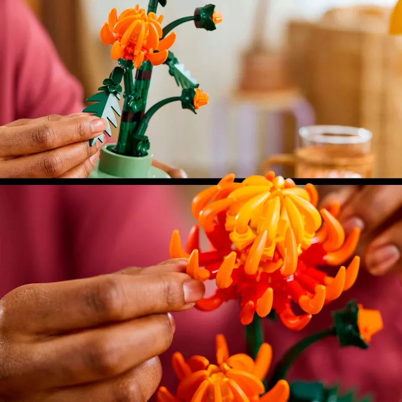 LEGO Icons Chrizantemos gėlės konstravimo rinkinys suaugusiems – dirbtinė gėlė iš kaladėlių, dovana namams ar biurui