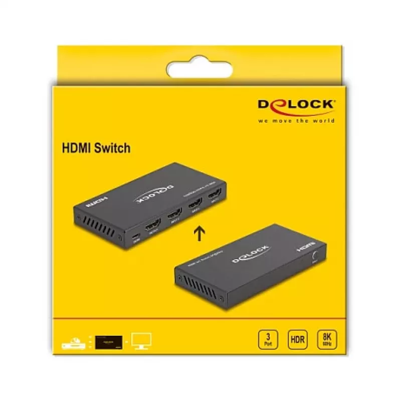 DeLOCK HDMI jungiklis 3 x HDMI įėjimas į 1 x HDMI išėjimas 8K 60 Hz