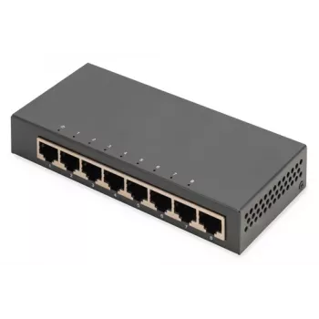 Nevaldomas komutatorius Digitus 8 prievadų Gigabit Ethernet 10/100/1000 Metalinis korpusas