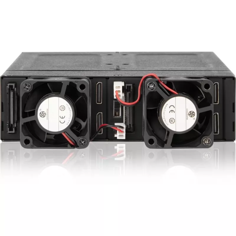 ICY DOCK ToughArmor MB720MK-B V3 - 4x PCIe 4.0 M.2 NVMe į 4x OCuLink 1x 5.25 lizdo mobilus stovas metalinis juodas su raktų užraktu (tri-mode suderinamas)