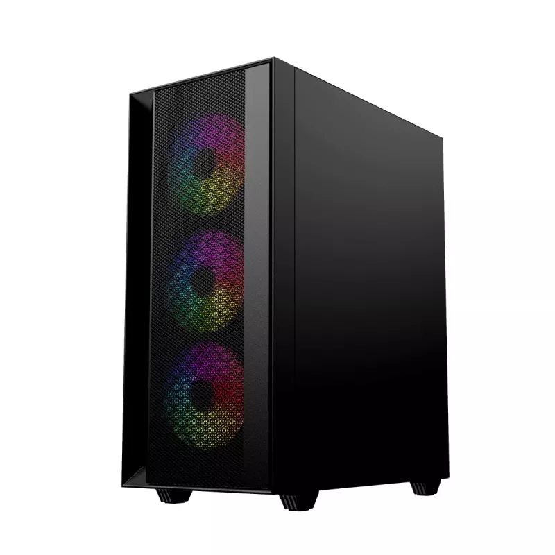 Korpusas GEMBIRD CCC-FC-4000 Midi Tower juodas, grūdintas stiklas, RGB apšvietimas, ATX/Micro-ATX/ITX