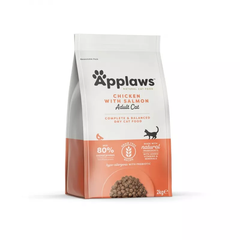 Sausas kačių maistas Applaws Adult Chicken & Salmon 2 kg – be grūdų, 36,5% baltymų, 16% riebalų