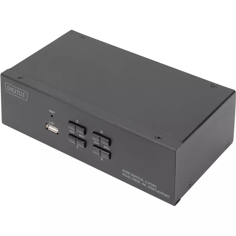 DIGITUS KVM jungiklis, 4 prievadai, dvigubas ekranas, 4K, DisplayPort®