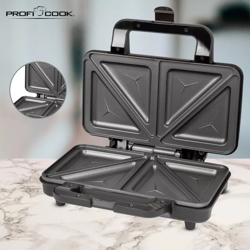 ProfiCook PC-ST 1092 Sumuštinių keptuvė - 900 W - Nerūdijantis plienas/Juoda