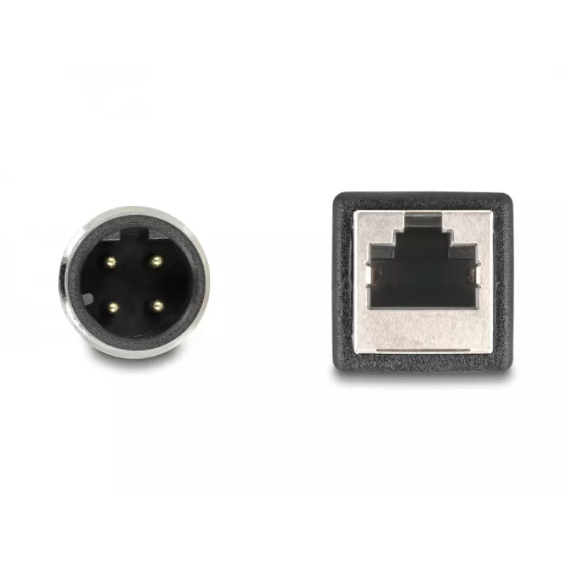 DeLOCK M12 adapterinis kabelis D-koduotas 4 kontaktų kištukas į RJ45 lizdą 50 cm