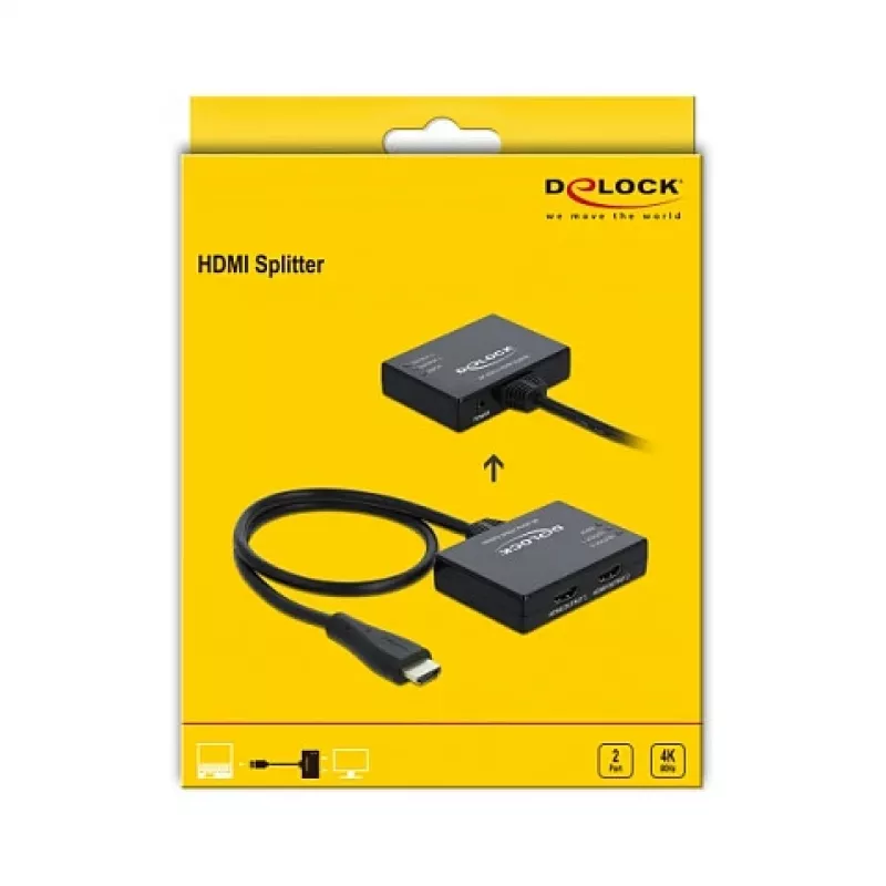 DELOCK HDMI skirstytuvas 1 x HDMI įėjimas > 2 x HDMI išėjimas 4K 60 Hz