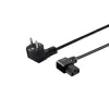 Maitinimo laidas SAVIO CL-116 — 1,8 m, juodas, lenktas kištukas C tipo į lenktą IEC C13, 3 gyslų 0,5 mm²