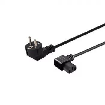 Maitinimo laidas SAVIO CL-116 — 1,8 m, juodas, lenktas kištukas C tipo į lenktą IEC C13, 3 gyslų 0,5 mm²