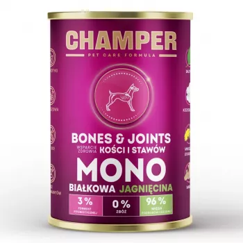 CHAMPER Bones & Joints Monoprotein Ėriena - šlapi šunų ėdalai - 400g
