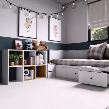 Topeshop MALAX 2X3 BIEL svetainės knygų spinta