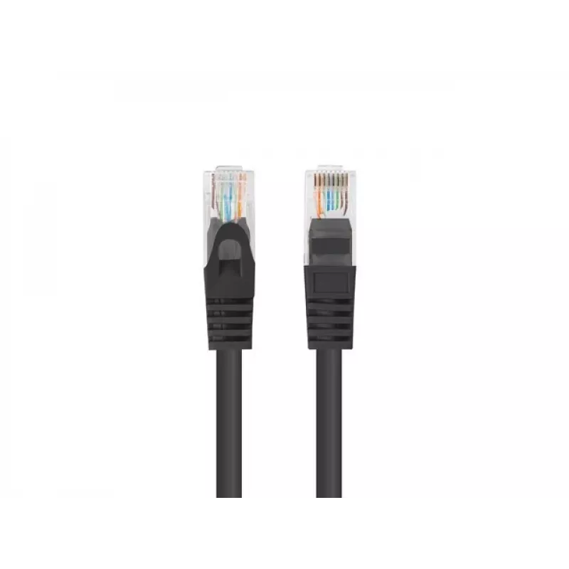 LANBERG Cat 6 U/UTP jungiamasis laidas 0,5 m, CCA, 24 AWG, juodas, vyriški RJ45, pakuotė 10 vnt.