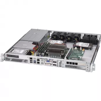 Supermicro SuperChassis 515-R407 - 1U stelažinis korpusas STD ir WIO pagrindinėms plokštėms, 2x 2,5 colio vietos, LED indikatoriai, 4x PWM ventiliatoriai, 2x AOC aušinimo ventiliatoriai, maitinimo blokas 400 W, 43 x 437 x 429 mm