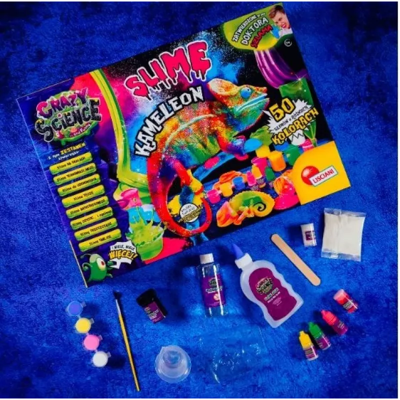 Liscianigiochi mokslo rinkinys Crazy Science Slime Chameleon 304-PL89246 – edukacinis gleivių eksperimentų rinkinys