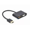 Gembird A-HDMIM-HDMIFVGAF-01 adapteris iš HDMI kištuko į HDMI lizdą + VGA lizdą, su garsu ir maitinimo jungtimi