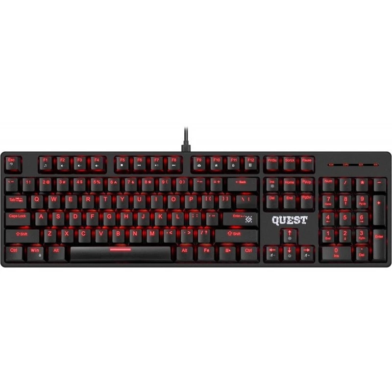 Mechaninė klaviatūra DEFENDER QUEST GK-596 – RGB foninis apšvietimas, Anti-Ghosting, laidas, kompaktiškas išdėstymas