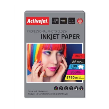Activejet AP6-260GR100 foto popierius rašaliniams spausdintuvams; A6; 100 vnt., 10x15