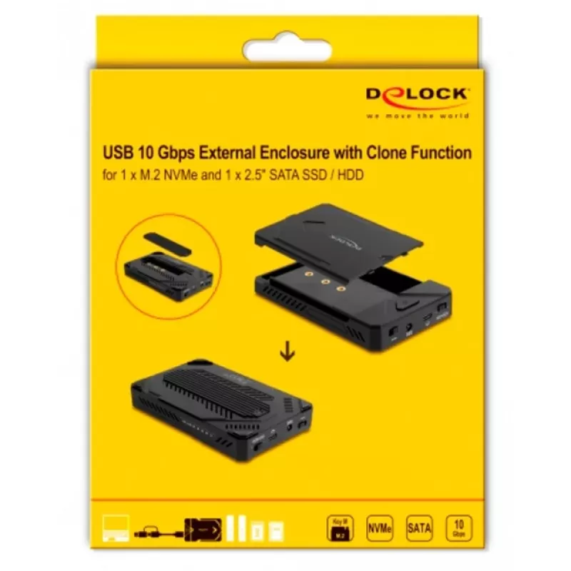 HDD/SSD korpusas DeLOCK 42020 juodas 2,5 colio USB Type-C 10 Gbit/s