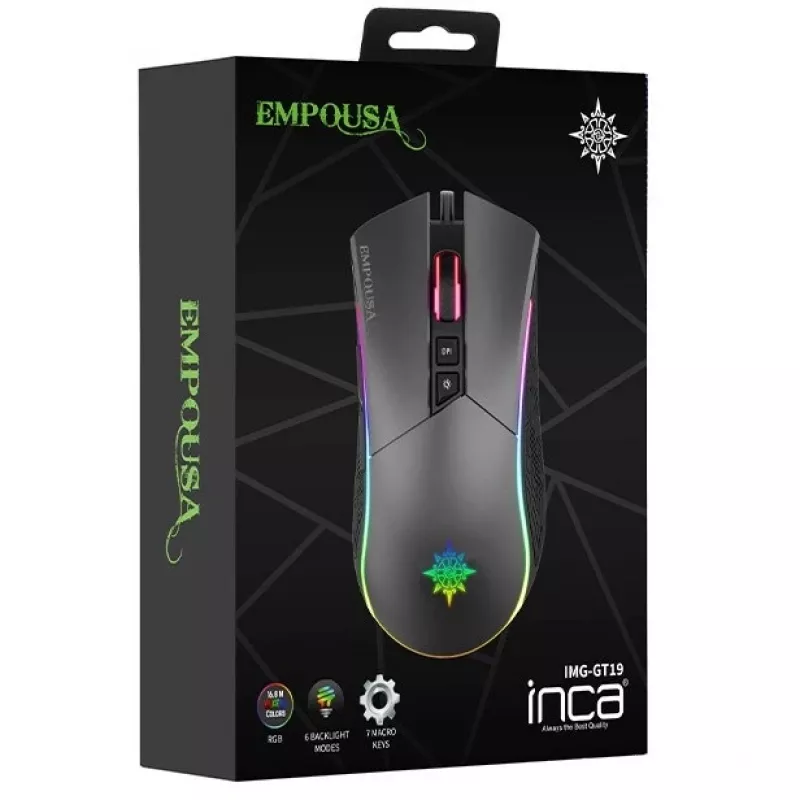 INCA Gaming Mouse IMG-GT19 4800 DPI. RGB. 7 mygtukai. USB. SW mažmeninė