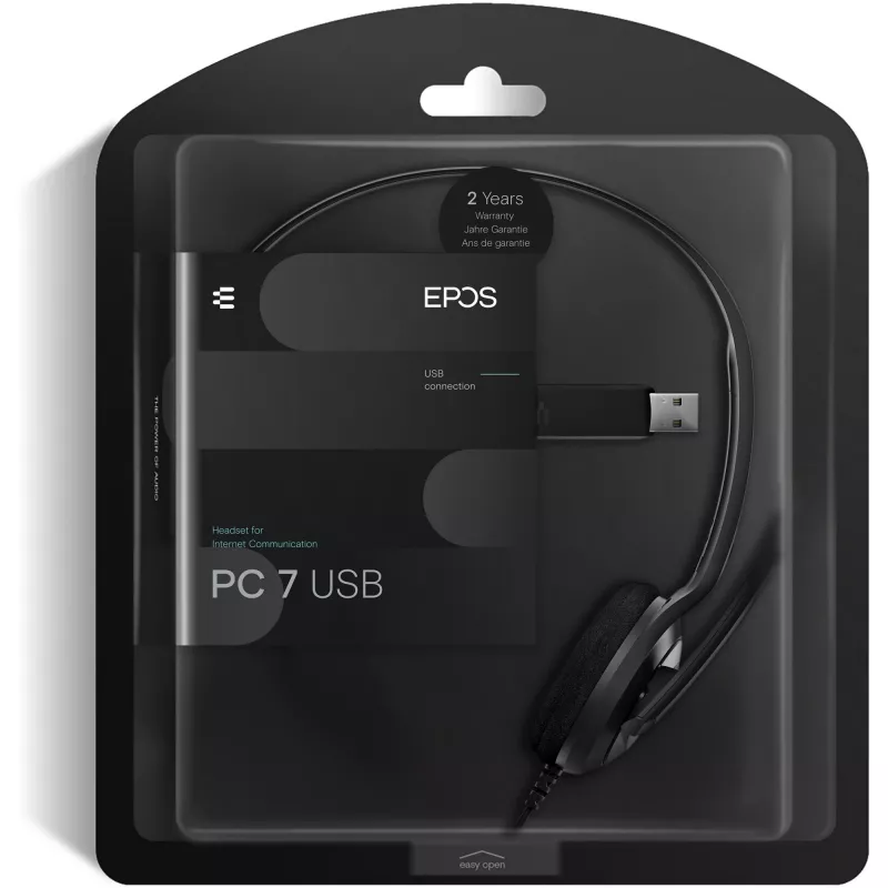 Sennheiser PC 7 USB ausinės – laidinės, vienos ausies, biurui ir kontaktų centrams, USB-A, juodos