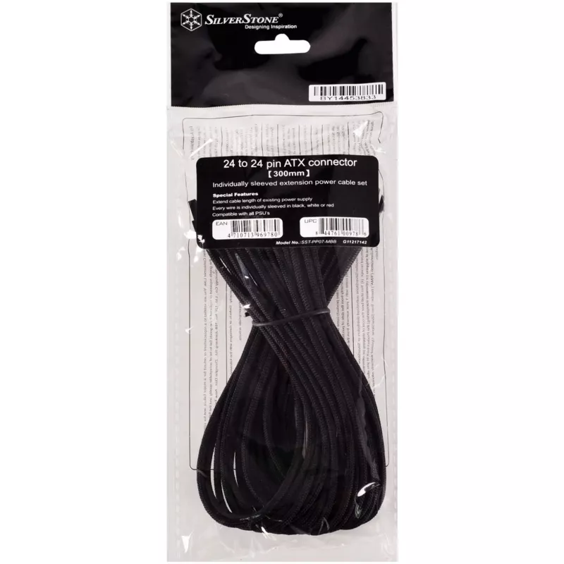 Prailginimo kabelis ATX 24-pin Silverstone SST-PP07-MBB 0.3 m