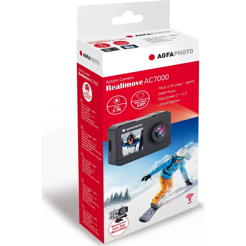 AgfaPhoto AC7000BK veiksmo kamera 16 MP 2K Ultra HD CMOS Wi-Fi 58 g
