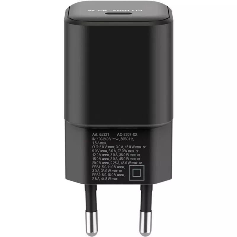 Goobay Charger 65331 sieninis greitasis USB-C kroviklis, juodas