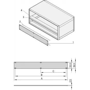 SCHROFF PART. FRONT PANEL 1U 84HP - Priekinis skydelis stelažui