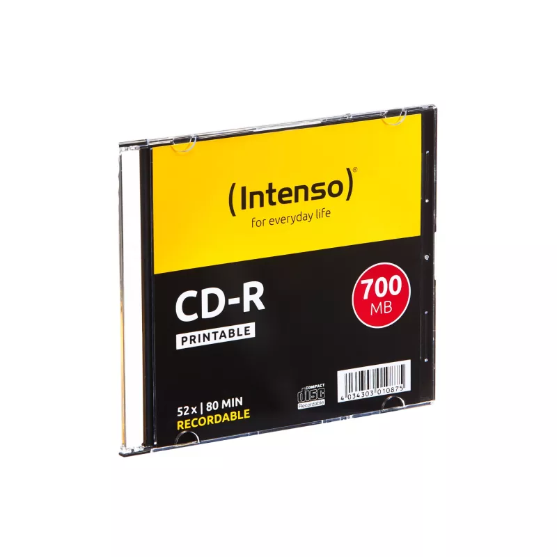 CD-R Intenso 1801622 700 MB 52x Įrašomas Spausdinamas 10 vnt. Plonas Dėklas