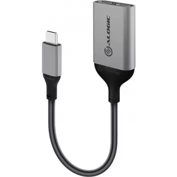 ALOGIC Ultra Series Įkrovimo Kombinuotas Adapteris - USB adapteris - 24 kontaktų USB-C (kištukas) į 24 kontaktų USB-C (lizdas) - 10 cm - Maitinimas + Garsas per USB, Palaiko Power Delivery 3.0 - Juoda