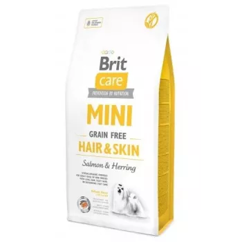 Sausas šunų ėdalas Brit Mini Hair & Skin Salmon & Herring 7 kg – suaugusioms mažų veislių šunims, 32% baltymų, 18% riebalų