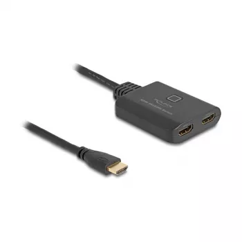 DeLOCK HDMI jungiklis 2 x HDMI įėjimas į 1 x HDMI išėjimas 8K 60 Hz integruotas kabelis 50 cm