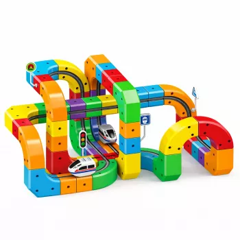 Extralink Toys magnetinis takelio rinkinys su magnetiniu traukiniu magnetine levitacija (150 vnt.)