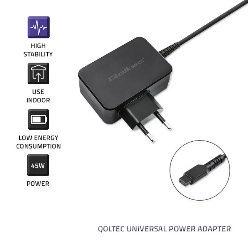 Qoltec 51025 maitinimo adapteris / keitiklis, vidaus, juodas