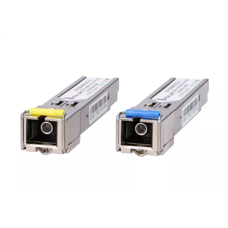 SFP WDM šviesolaidinis siųstuvų-imtuvų rinkinys Extralink 1.25G 1310/1550nm vienmodis 3km SC DOM