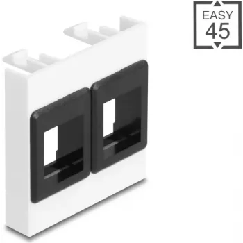 Montavimo rėmelis DELOCK Easy 45 2x Keystone laikikliai 45x45 mm baltas/juodas
