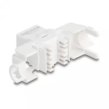 Keystone modulis DELOCK 90722 plokščias RJ-45 baltas, 16×36×20,8 mm
