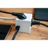 Kabelmeister SW01-W030 lizdų blokas kubo formos, 3x Schuko, USB-C (20 W, PD 3.0) + USB-A (18 W), 3 m kabelis, baltas