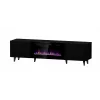 TV spintelė Cama Meble PAFOS EF su elektriniu židiniu 180x42x49 cm, juoda matinė, 2 durys, 1400–1600 W