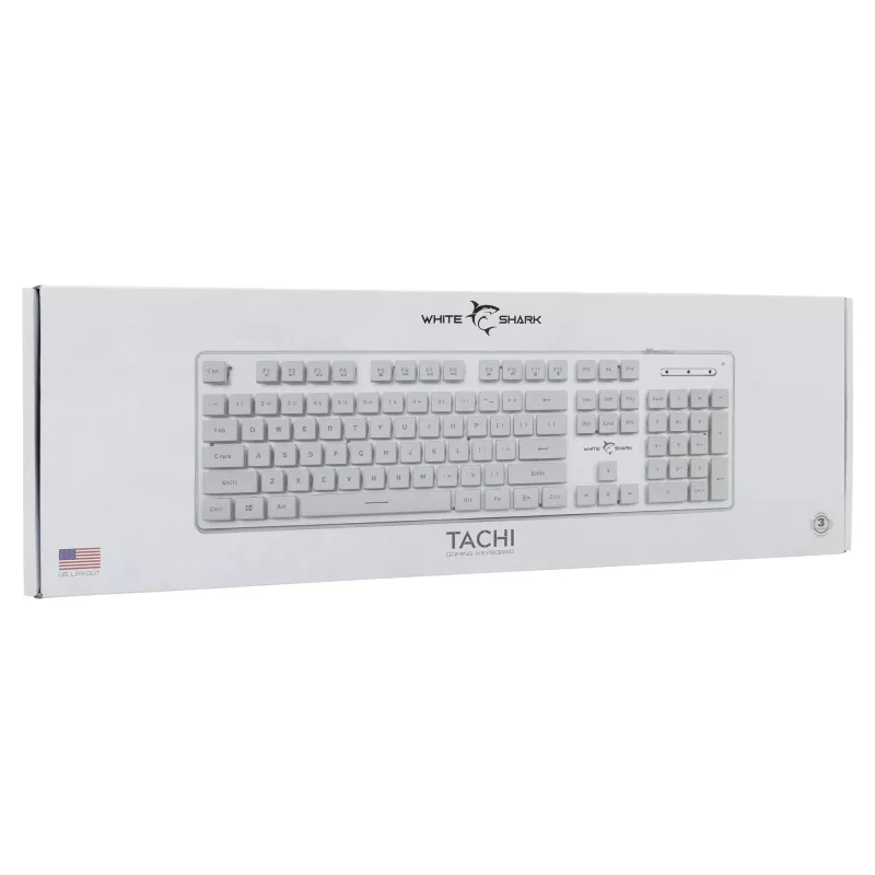 Mechaninė žaidimų klaviatūra White Shark TACHI-W-US – kompaktiškas TACHI White išdėstymas