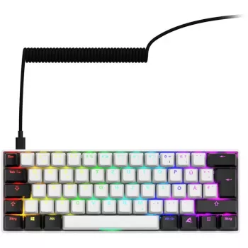 Sharkoon SGK50 S4 klaviatūra USB QWERTZ vokiška balta RGB LED 60%